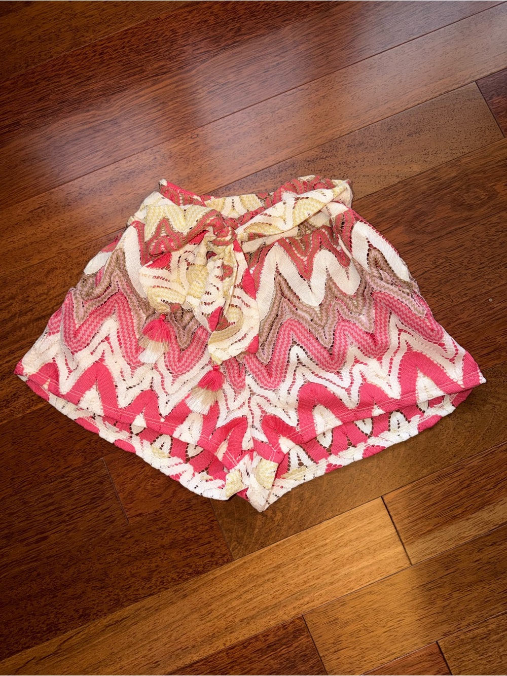Trina Turk Coral Chevron Knit Shorts with Tassel Tie - Picture 4 of 12
